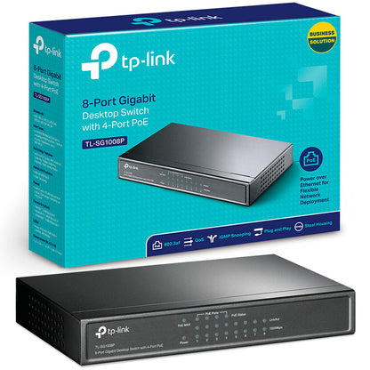 Switch Poe Tp-link Tl-sg1008p 8 Puertos Gigabit 55w