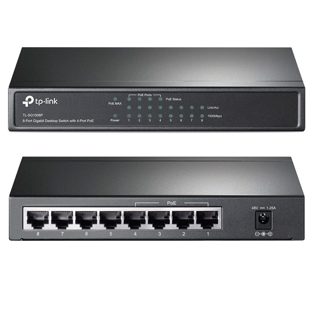Switch Poe Tp-link Tl-sg1008p 8 Puertos Gigabit 55w