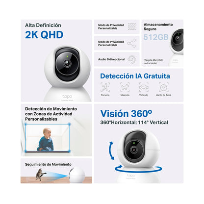 Cámara De Seguridad Tp-link Tapo C220 Wifi 360° 2K 4MP