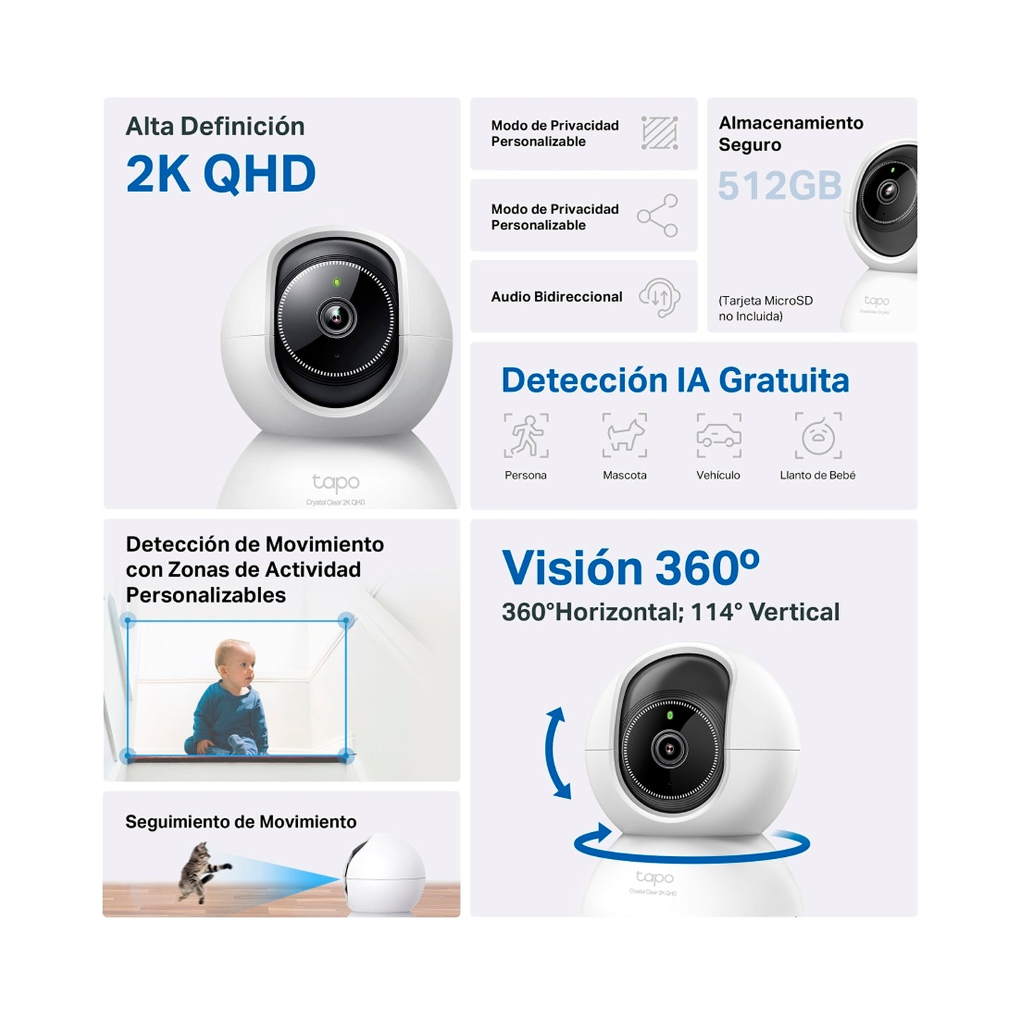 Cámara De Seguridad Tp-link TC72 Wifi 360° 2K 4MP