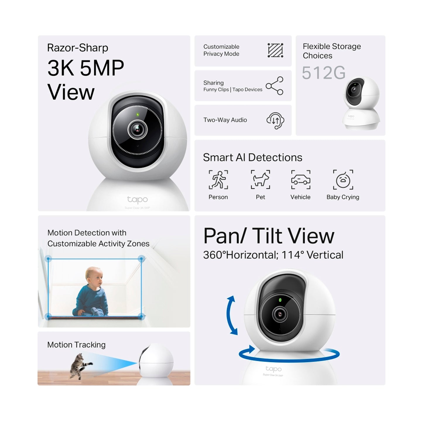 Cámara De Seguridad Tp-link Tapo C230 Wifi 360° 3K 5MP