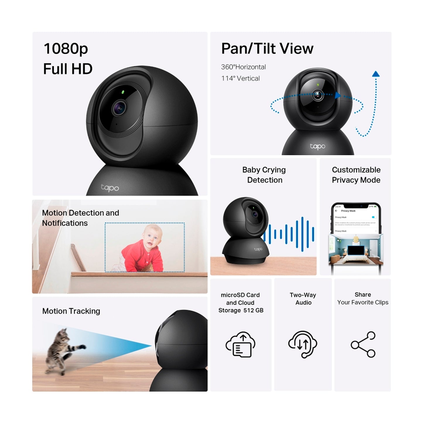 Cámara de seguridad TP-link Tapo C211 360 2K Negra