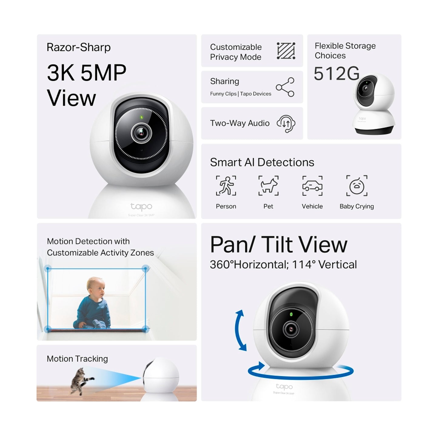 Cámara De Seguridad Tp-link TC74 Wifi 360° 3K 5MP