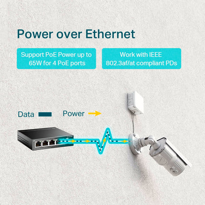 Switch Tp-link Tl-sg1005p Poe 5 Puertos Gigabit 56w