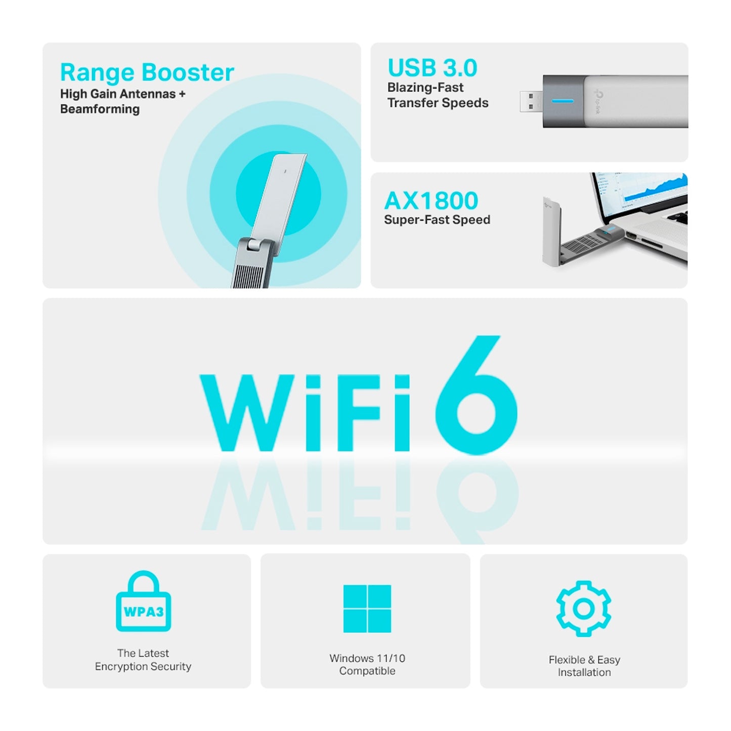 Adaptador De Red Inalámbrico TP-Link AX1800 Archer TX20UH
