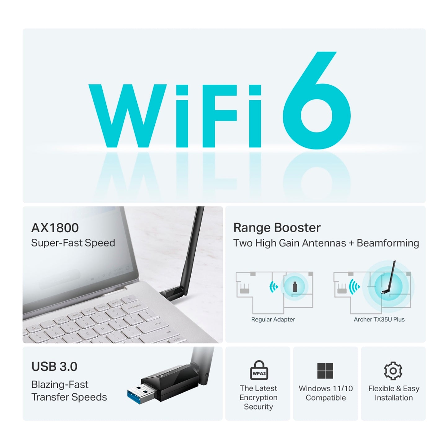 Adaptador USB Wifi Tp-Link Archer TX35U Plus AX1800