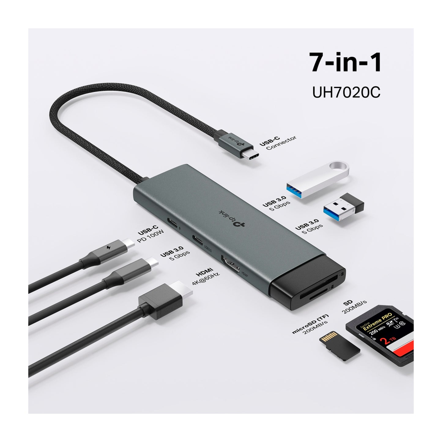 Adaptador Hub UH7020C TP-LINK USB Tipo-C 7 en 1