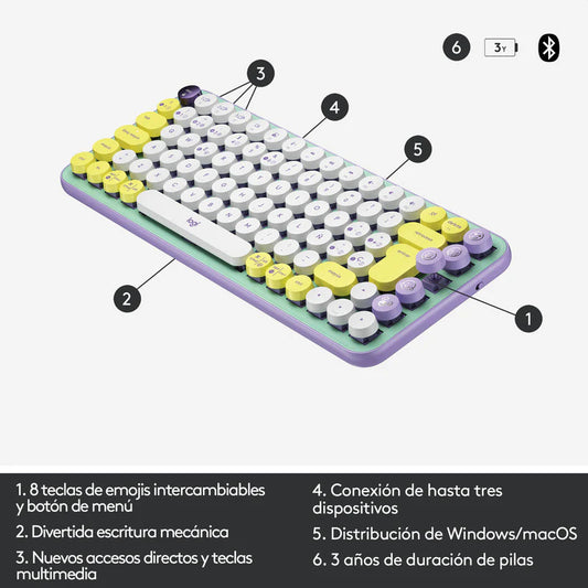 Logitech Teclado Inalámbrico Pop Keys Emoji Personalizables