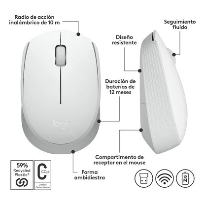 Mouse Logitech M170 Inalámbrico Usb Blanco